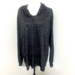 Espresso Women's Black Long Sleeve V-Neck Hooded Sweatshirt Top Size 2X NWOT